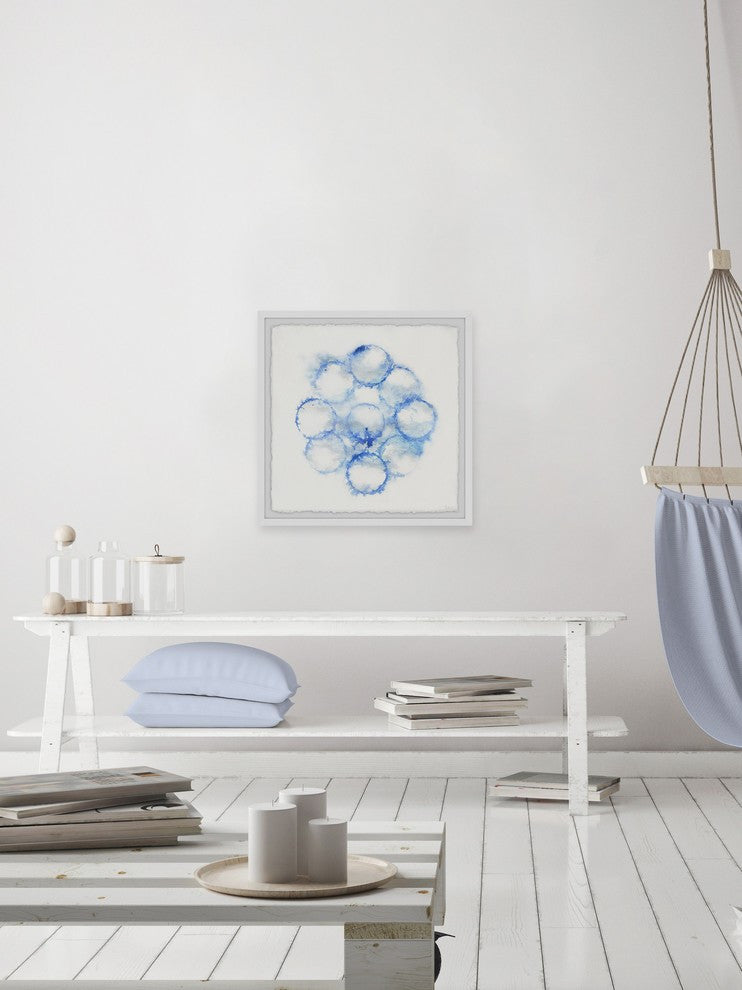 "Blue Fire Rings" Framed Painting Print, 12"x12"