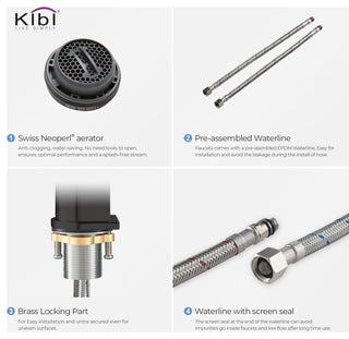 KIBI Mirage Single Handle Bathroom Faucet, Matte Black, with Drain