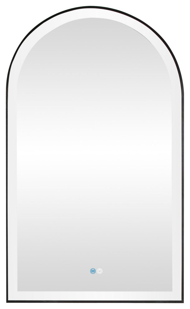 Estartit Oval LED Wall Mount Mirror, Brushed Black, 24" W X 40" H