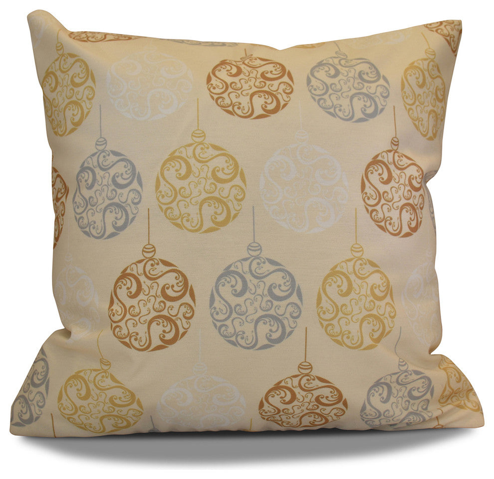 Decorative Holiday Pillow Geometric Print, Brown, 18"x18"