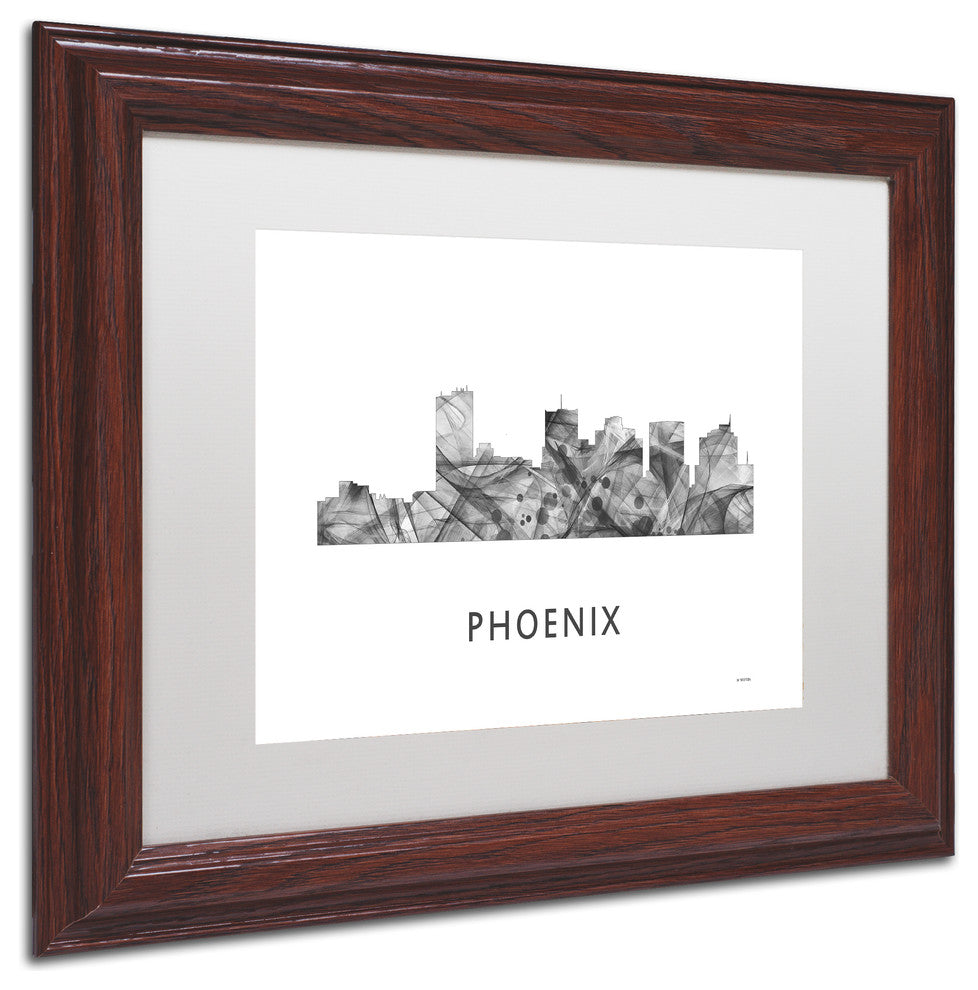 Marlene Watson 'Phoenix Arizona Skyline' Matted Art, Wood Frame, White, 14x11