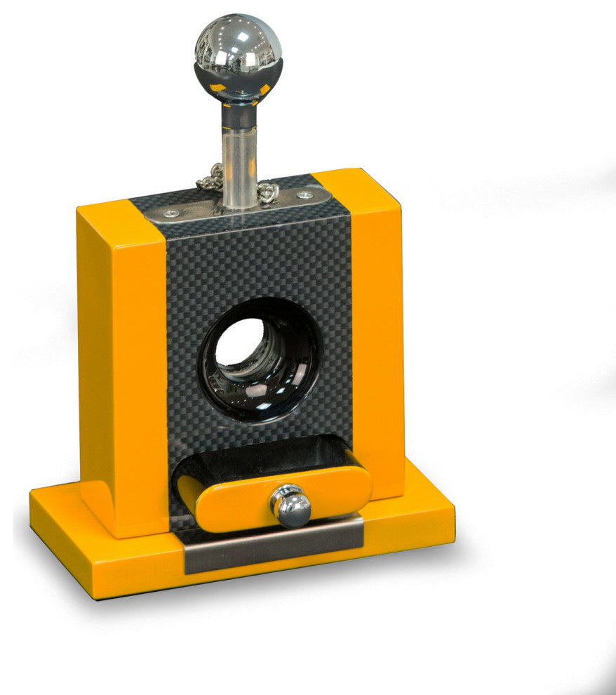 Table Top Cigar Cutter, Drawer Yellow and "Carbon Fiber" Color
