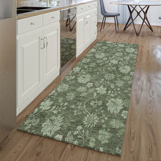 Premium Machine Washable Mayfield AMF680 Olive 2'3" x 7'6" Runner Rug