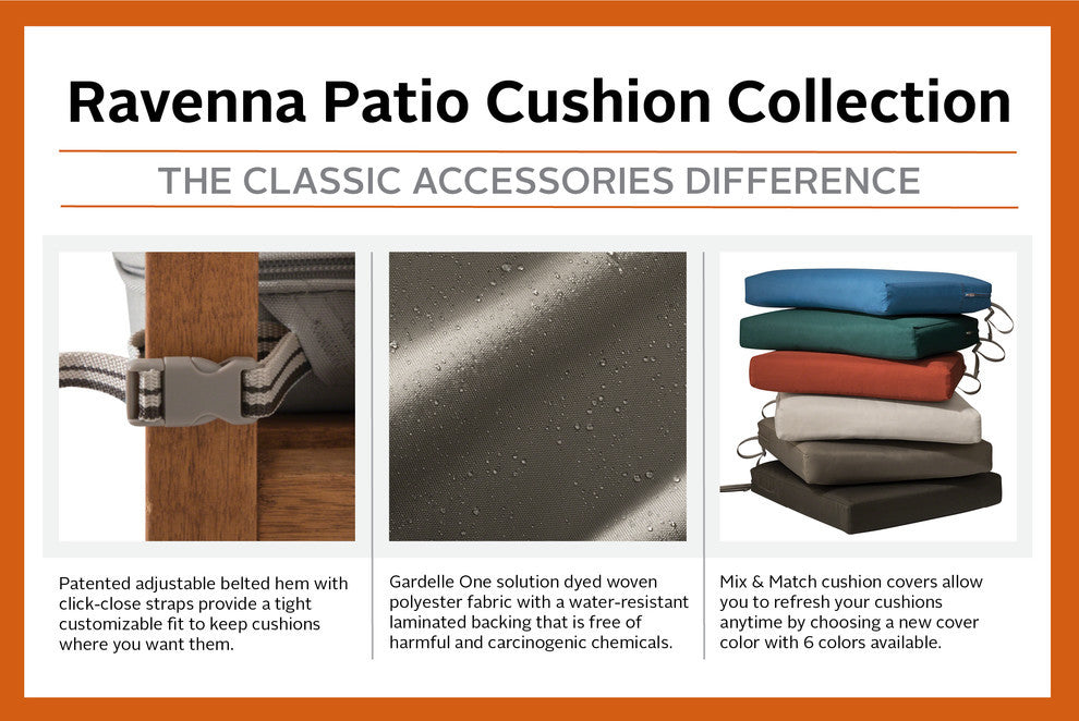 Square Patio Seat Cushion Slip Cover and Foam, Dark Taupe, 19"x19"x3"