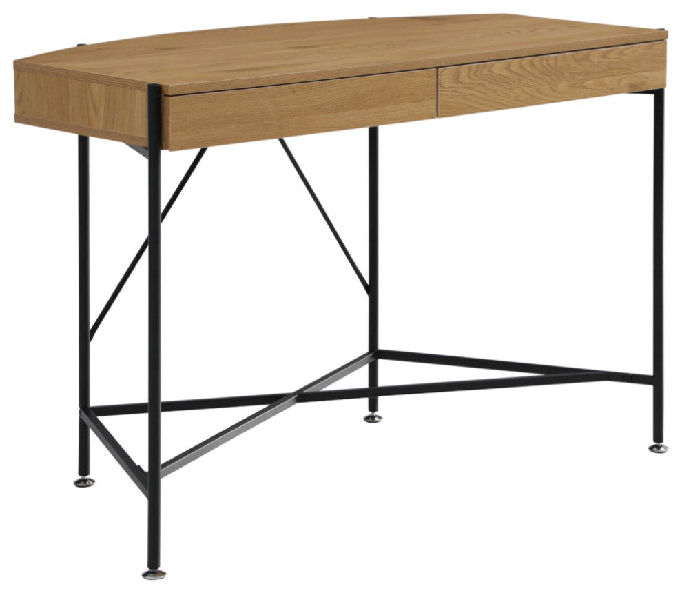 Loft Lyfe Laniya Desk, 2 Storage Drawers, Natural/Black