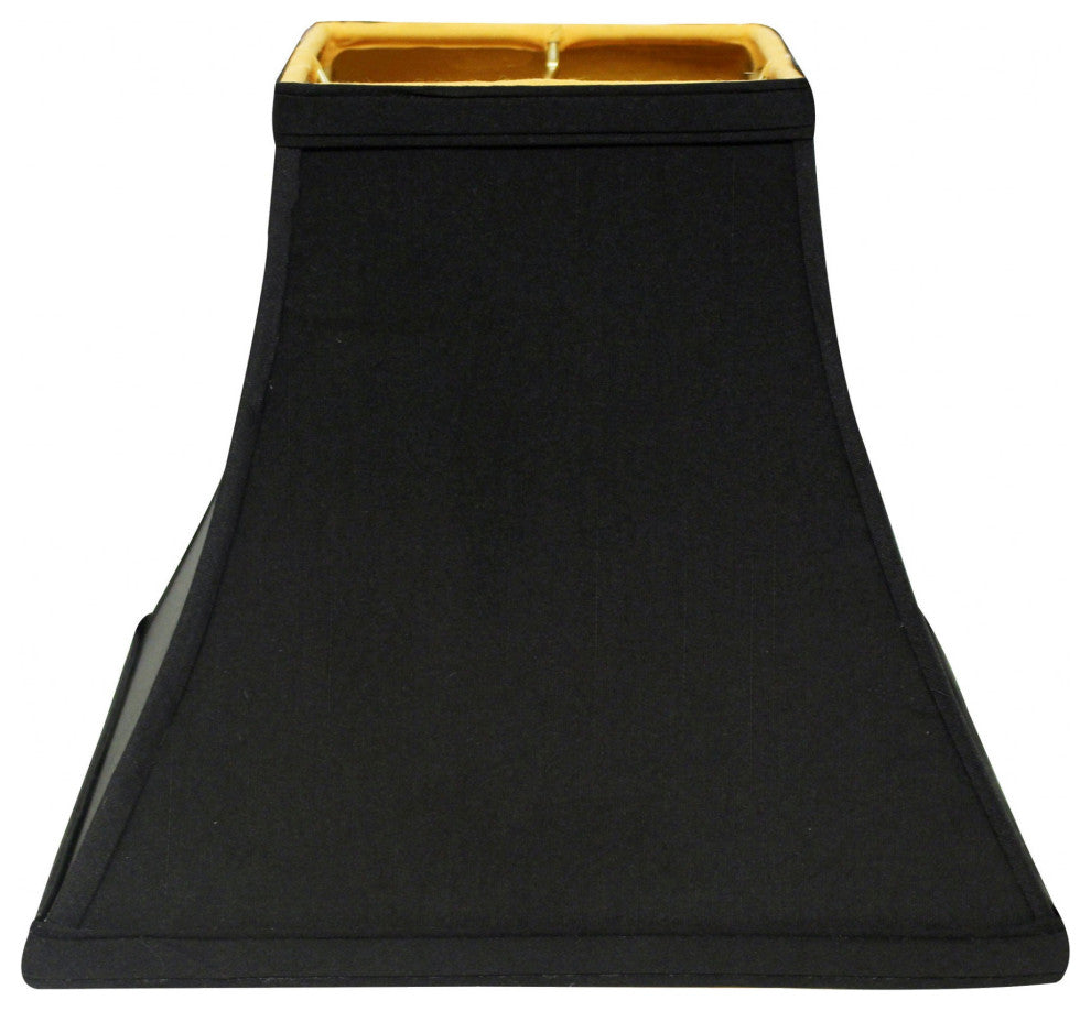 12" Black With Gold Lining Square Bell Shantung Lampshade
