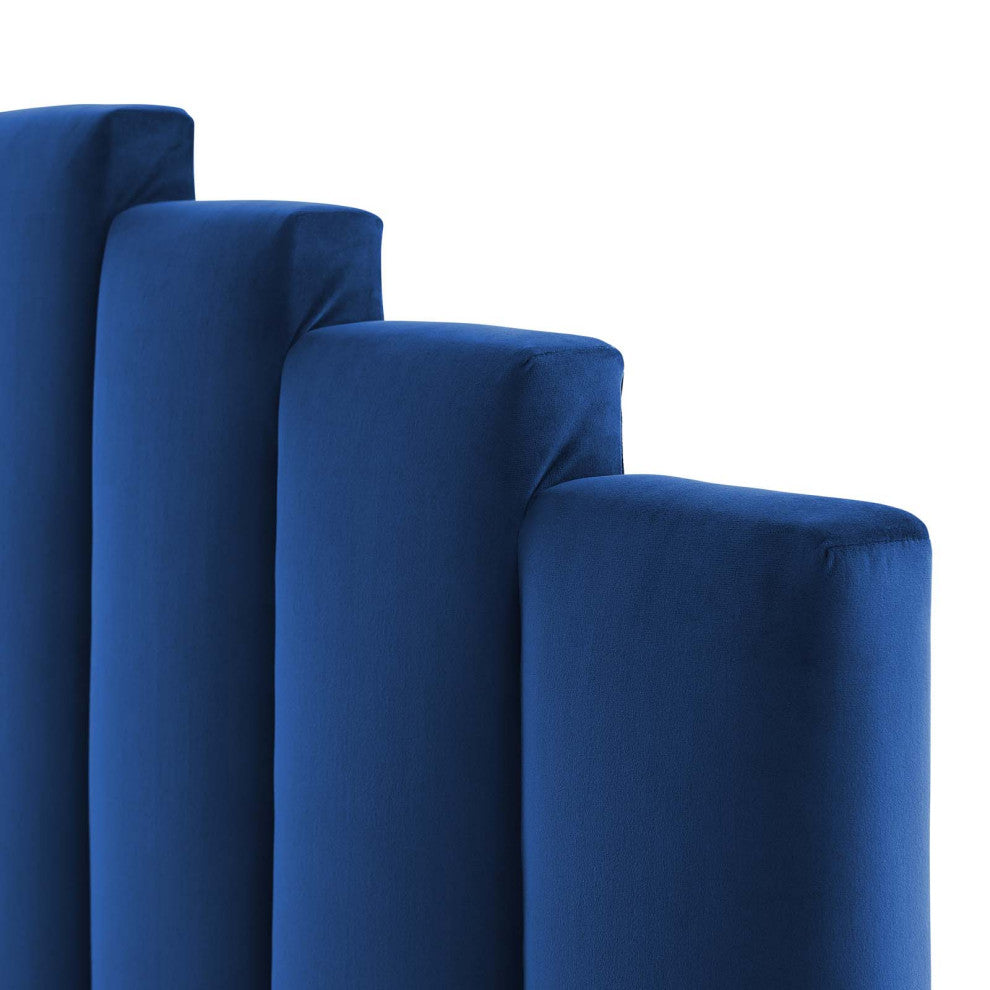 Headboard, Twin Size, Velvet, Blue Navy, Modern Contemporary, Bedroom Master