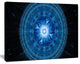 Bright Blue Fractal Sphere, Oversized Abstract Canvas Art Print, 60x40