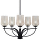 Cavella 5 Light Chandelier In Matte Black Finish, 5" Silver Textured Glass