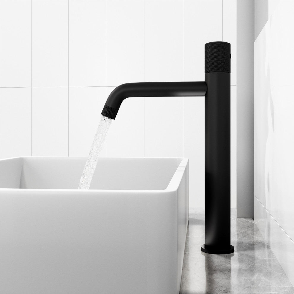 VIGO Apollo 12" H Single Handle Single Hole Bathroom Vessel Faucet, Matte Black