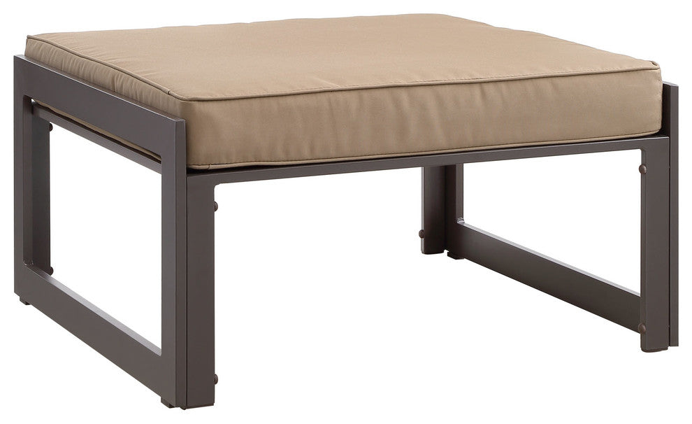 Modern Urban Contemporary Outdoor Patio Ottoman, Brown Fabric Steel