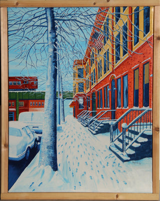 Lawrence Madine, Footsteps In The Snow, Oil Painting