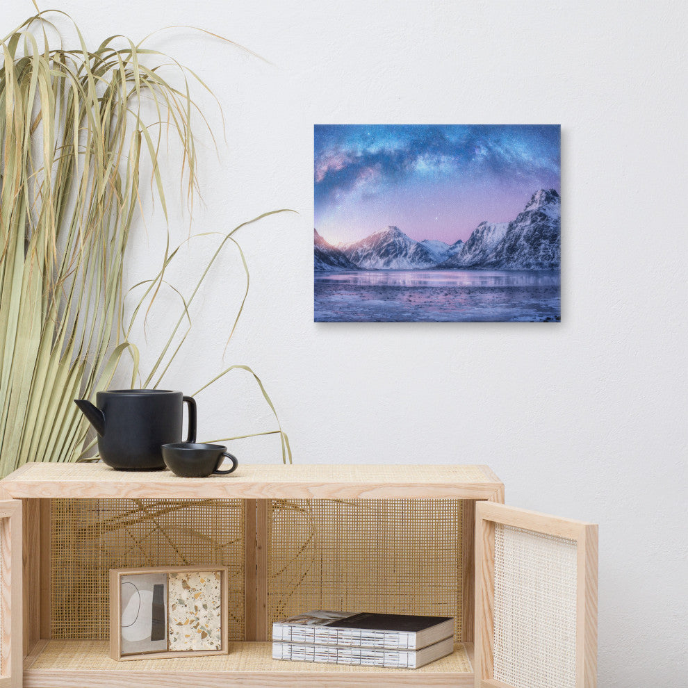 Milky Way Lofoten Islands, Norway Landscape Photo Canvas Wall Art Prints, 16" X 20"
