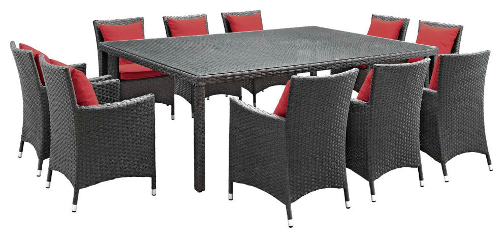 Sojourn 11 Piece Outdoor Patio Sunbrella  Dining Set