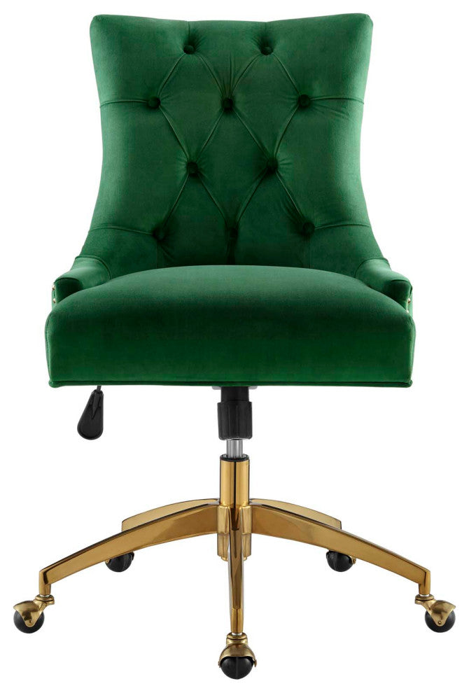 Regent Tufted Performance Velvet Office Chair Gold Emerald