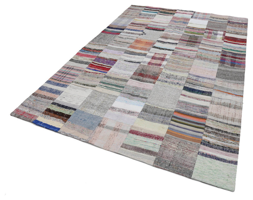 Rug N Carpet - Handmade Anatolian 6' 7'' x 9' 11'' Unique Patchwork Kilim Rug