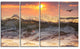 "Sunrise And Roaring Ocean Waves" Seashore Canvas Wall Art, 4 Panels, 48"x28"