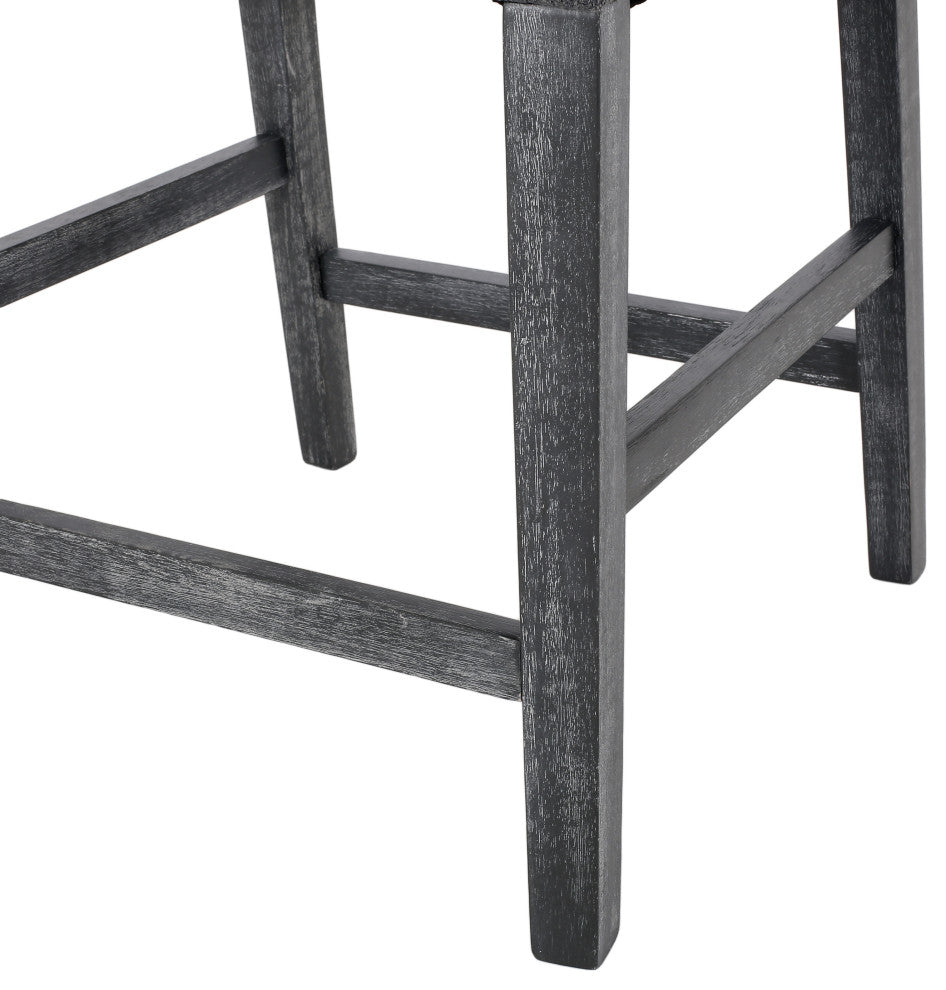 Chaparral Contemporary Fabric Upholstered Wood 26" Counter Stools, Set of 2, Charcoal/Gray