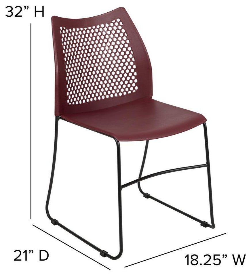 HERCULES Series 661 lb. Capacity Burgundy Stack Chair with Air-Vent Back and...