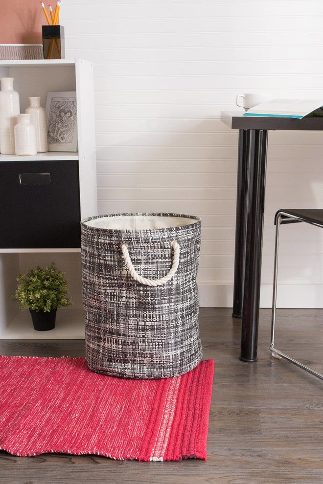 DII Paper Bin Tweed Black Round Small 12x14"x14"
