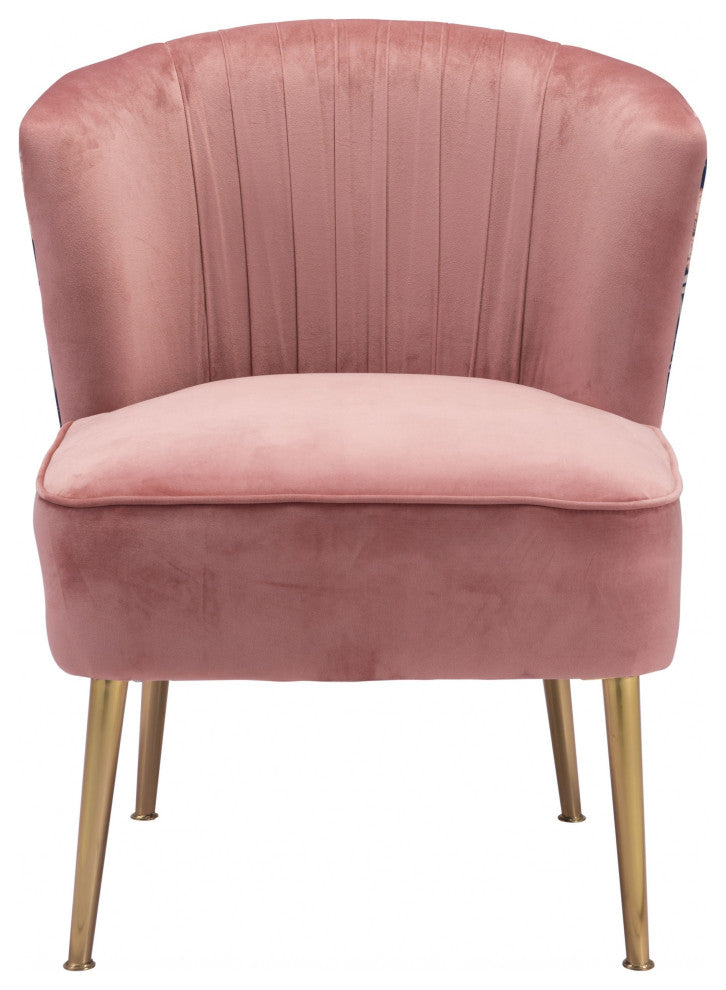 Tina Accent Chair Pink Gold and Foliage Print