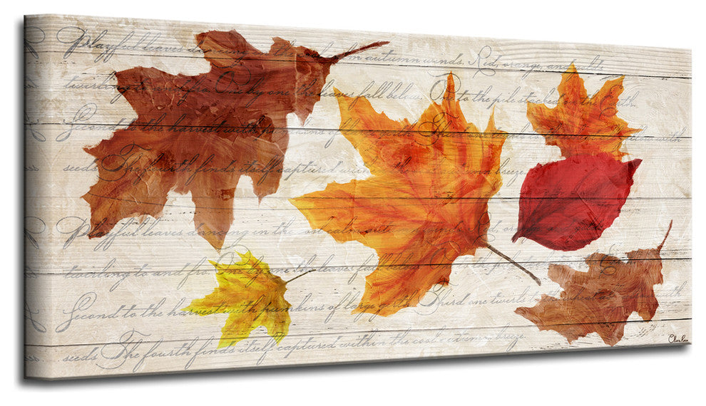 Fall Leaves Wrapped Canvas Harvest Wall Art, 24"x48"