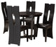 Cameo Contemporary Dark Brown 5-Piece Dining Set, U-Leg Table
