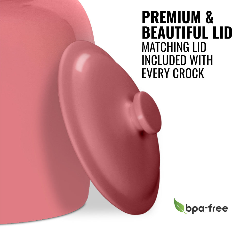 Brio Porcelain Ceramic Water Dispenser Crock with Faucet, Pink