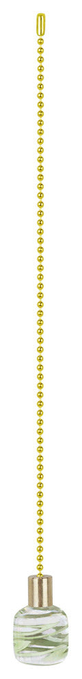 Aspen Creative 20509-X, 12" Glass Knob with Pull Chain, Clear With Green Grain,