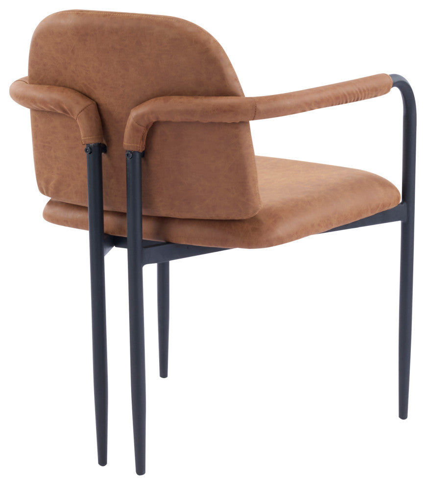 GDF Studio Modern Dining Chair With Iron Frame, Set of 2, Black/Reddish Brown