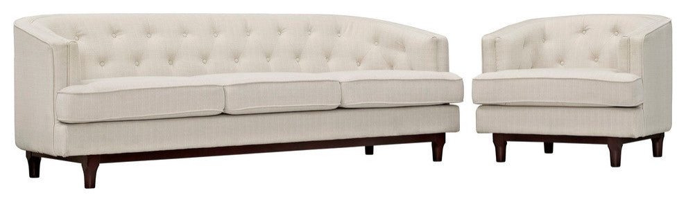 Modway Coast Living Room Set, Set of 2, Beige