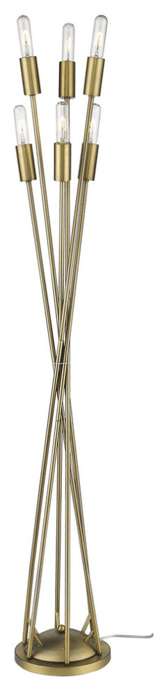60" Brass Six Light Torchiere Floor Lamp