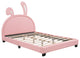 Gewnee Full Size Upholstered Leather Platform Bed with Rabbit Ornament