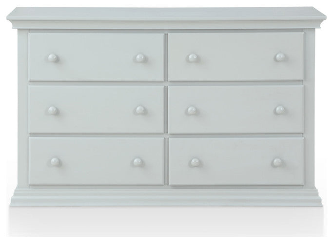 56" Gray Solid and Manufactured Wood Six Drawer Double Dresser