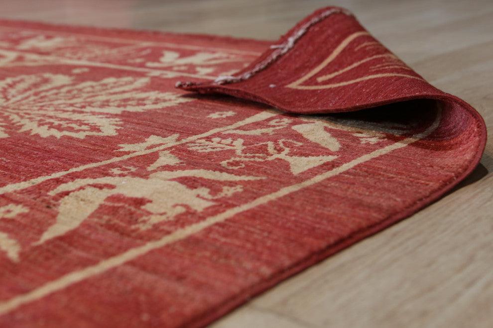 Red Transitional All Over Turkish Knot Area Rug