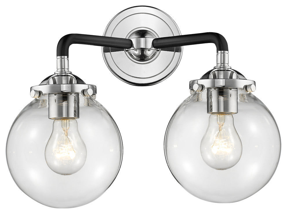 Beacon 2-Light LED Sconce, Black Polished Nickel, Glass: Clear