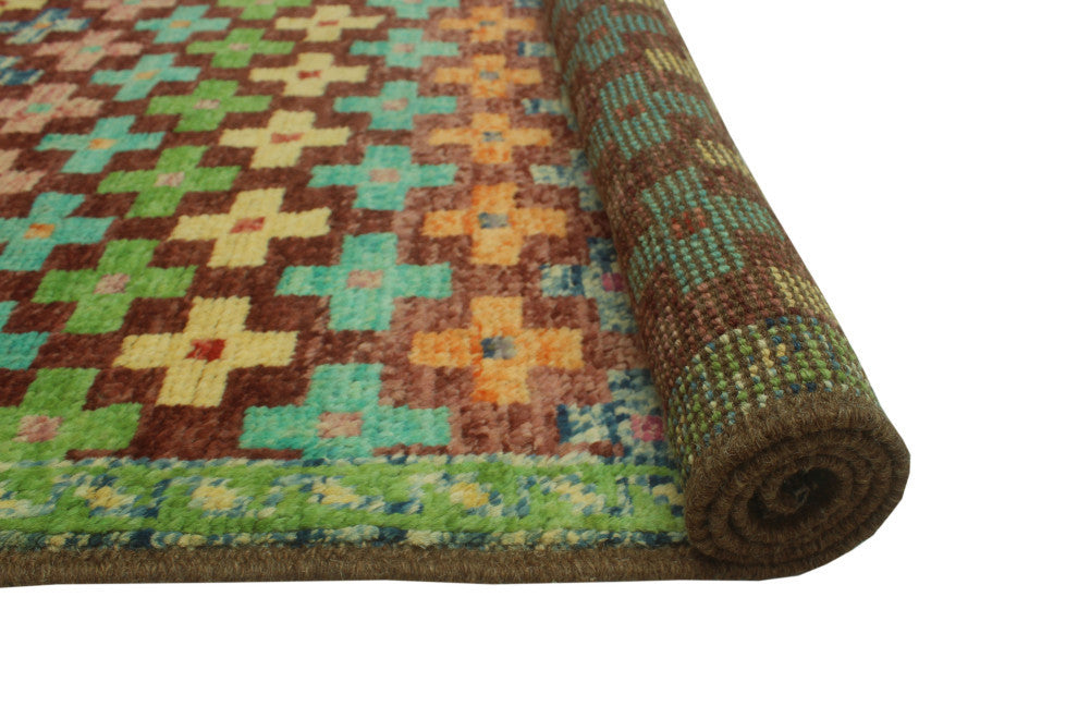 Balochi Brett Burgundy/Light Blue Rug, 3'3x4'10