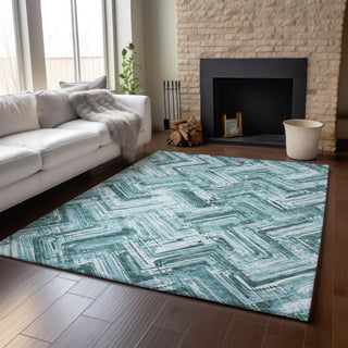 Premium Machine Washable Mayfield AMF630 Teal 3' x 5' Rug
