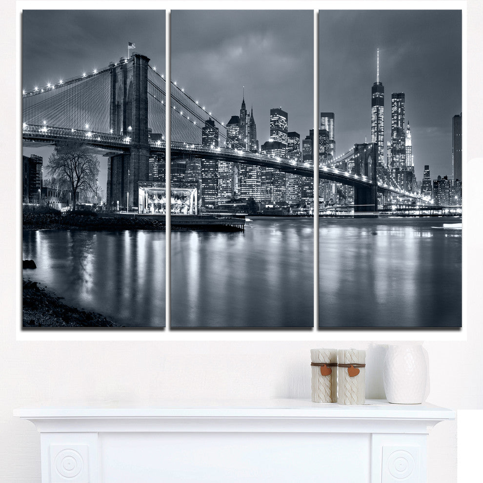 "Panorama New York City at Night" Canvas Print, 3 Panels, 36"x28"