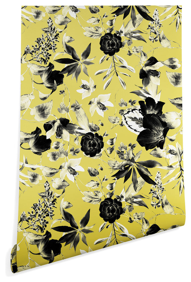Deny Designs Marta Barragan Camarasa Two Tone Bloom Wallpaper, Yellow, 2'x8'