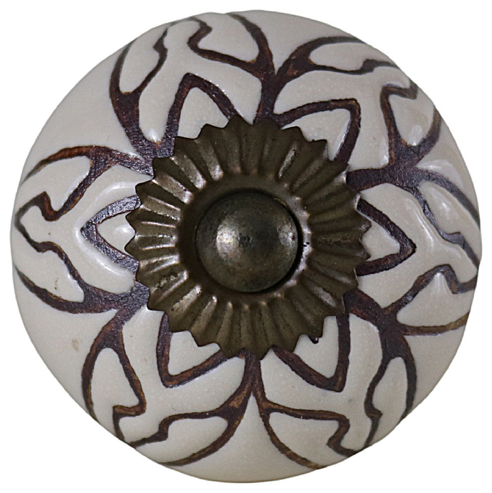 Set of 4 Etched Ceramic Drawer Knobs
