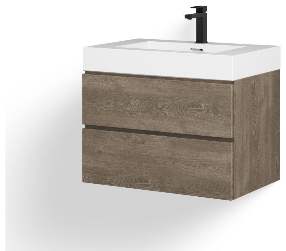 Boutique Bath Vanity, Butternut, 30", Single Sink, Wall Mount