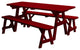 Pine Traditional Table With 2 Benches, Tractor Red, 8 Foot, 2 Benches