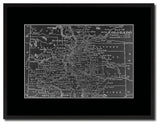 Colorado Monochrome Map Print On Canvas With Black Custom Frame, 16" X 21"