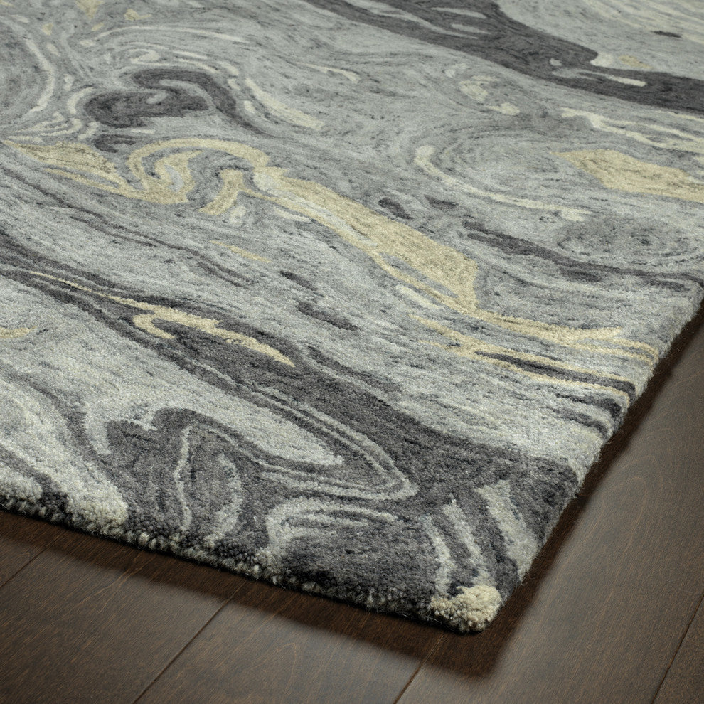 Kaleen Marble Hand-Tufted Rug, Graphite, 2'6"x8'