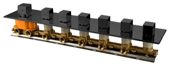 Fontana Sarzana 6 Functions Horizontal Shower Mixer Thermostatic Valve, Black