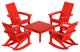 WestinTrends 5PC Outdoor Patio Adirondack Rocking Chairs, Accent Table Set, Red