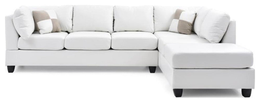 Glory Furniture Malone Faux Leather Sectional in White