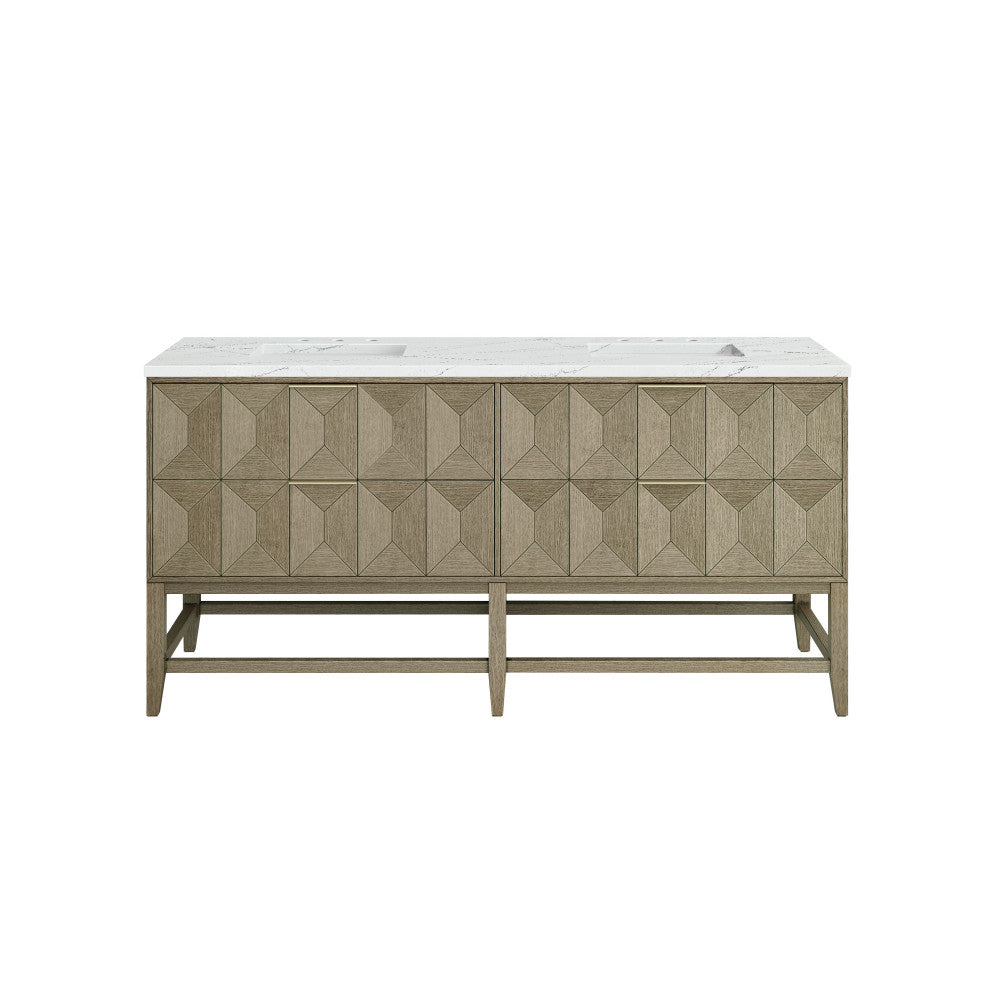 Emmeline 72" Double Vanity, Pebble Oak, Ethereal Noctis