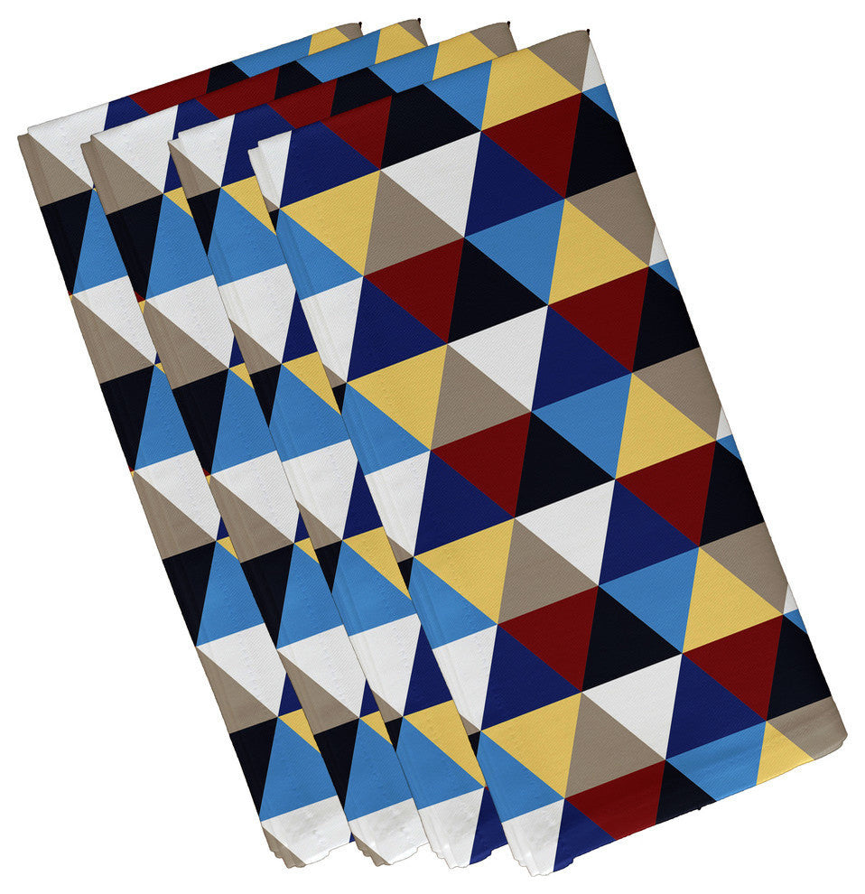 Triangles! Geometric Decorative Print Napkin, Blue Suede, Set of 4